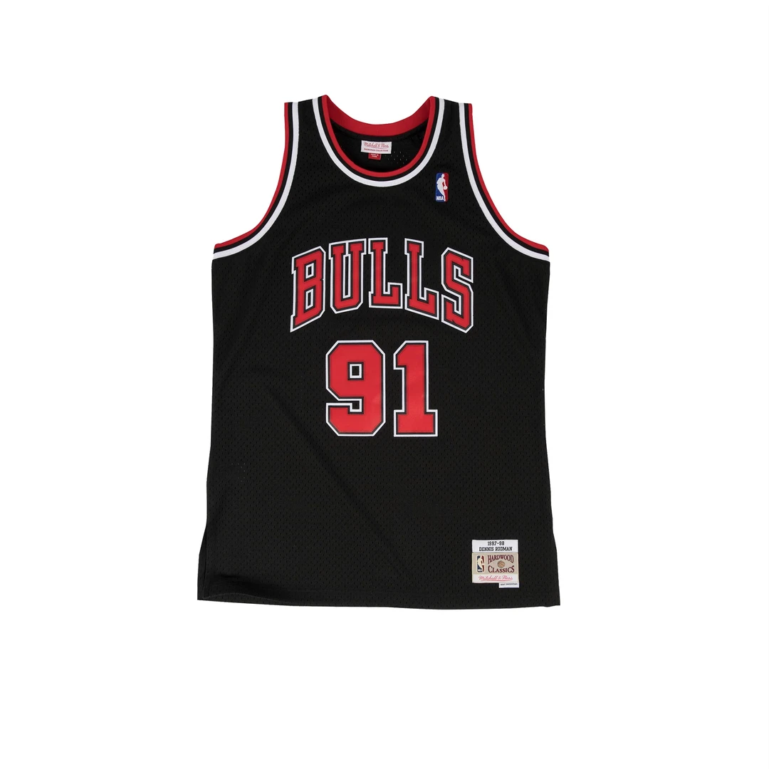 Mitchell&Ness罗德曼97-98年公牛队91号网眼篮球服背心复古MN球衣