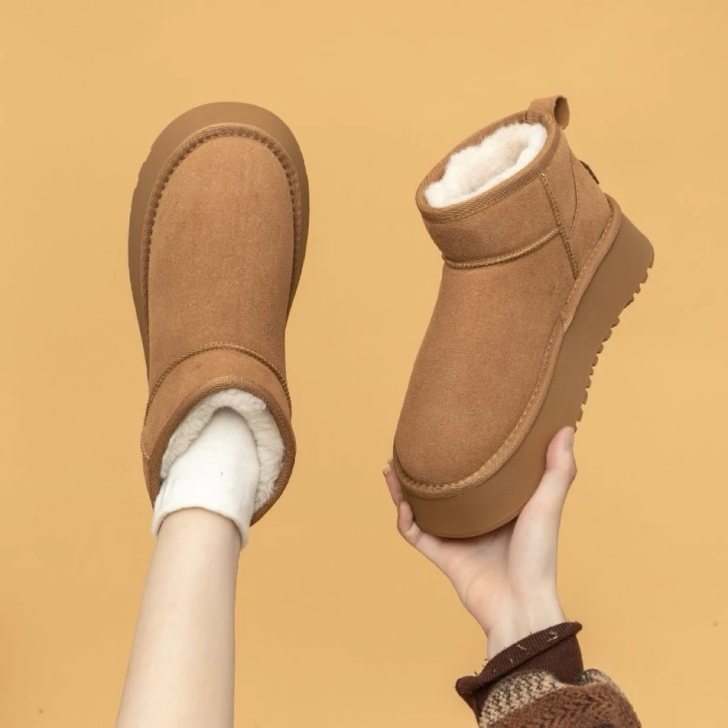 雪地靴女款雪地棉冬季厚底加绒女士棉鞋子-c