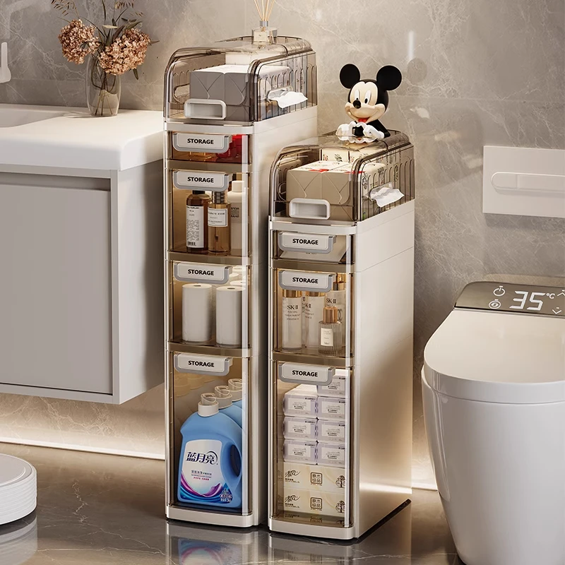 新疆包邮卫生间浴室轻奢款夹缝柜子储物柜冰箱缝隙边柜多层抽屉柜