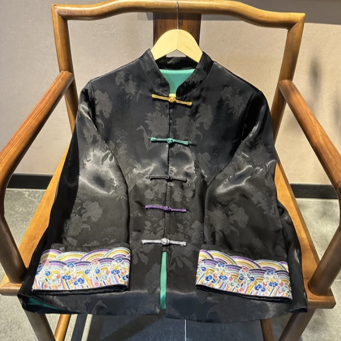 五行衣 芳华设计新中式刺绣拼接外套复古民族风设计师款立领外套