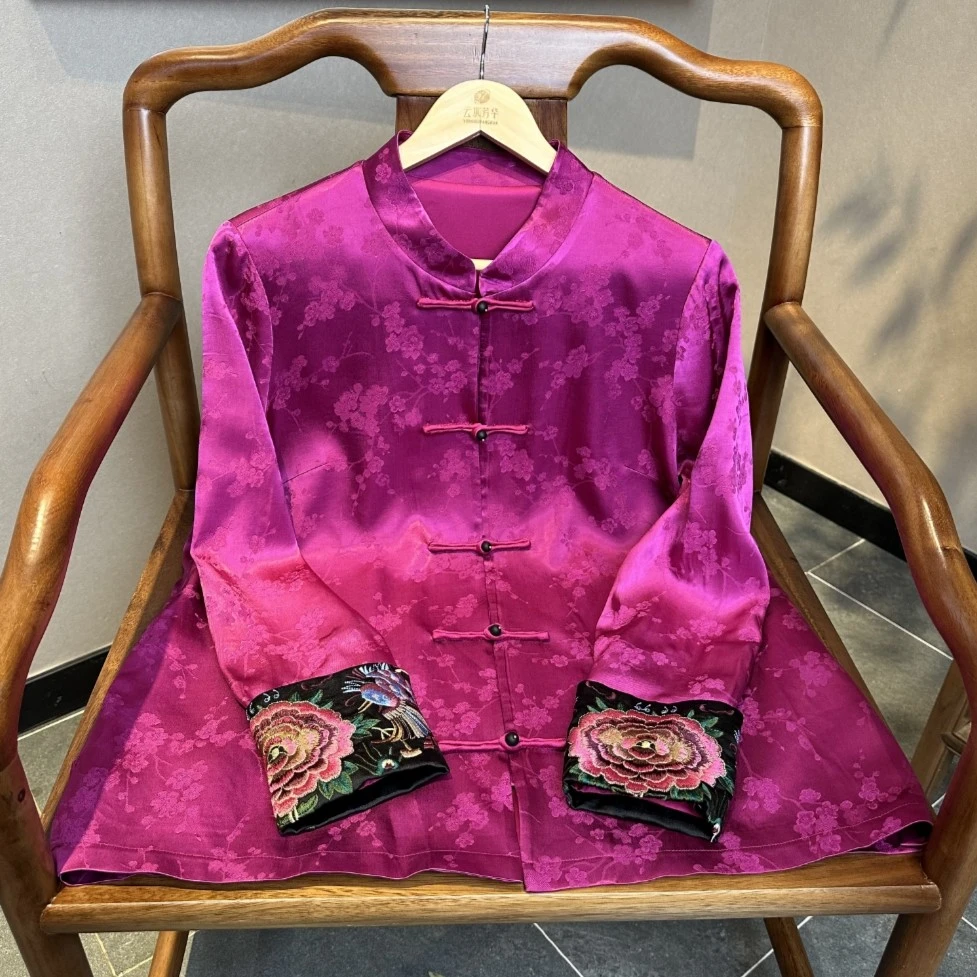 紫苏 芳华设计新中式复古提花刺绣拼接外套中国风重工女士外套