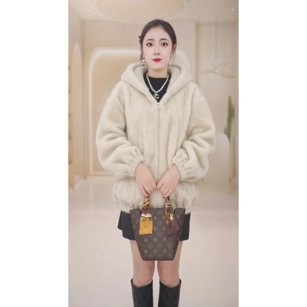 NN0204新中长款连帽款高端外套女秋冬款气质网红轻奢