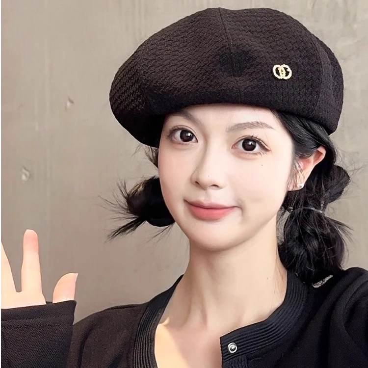 贝雷帽子女春秋百搭2024新款英伦复古八角画家帽显脸小南瓜蓓蕾帽