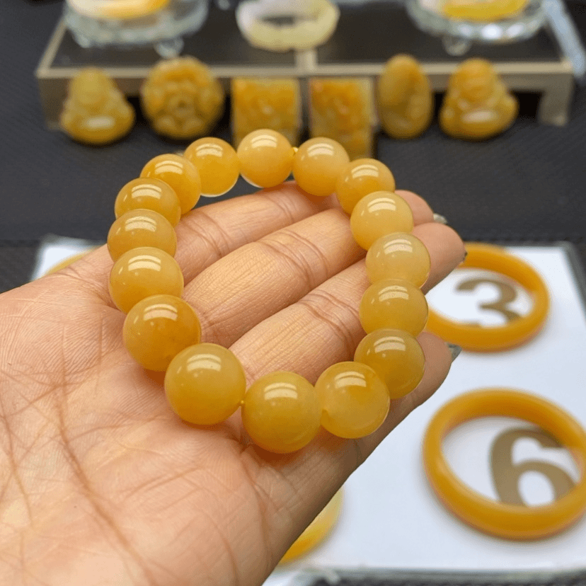 【闪购商品】石英质玉（黄龙玉）首饰未镶嵌胖*