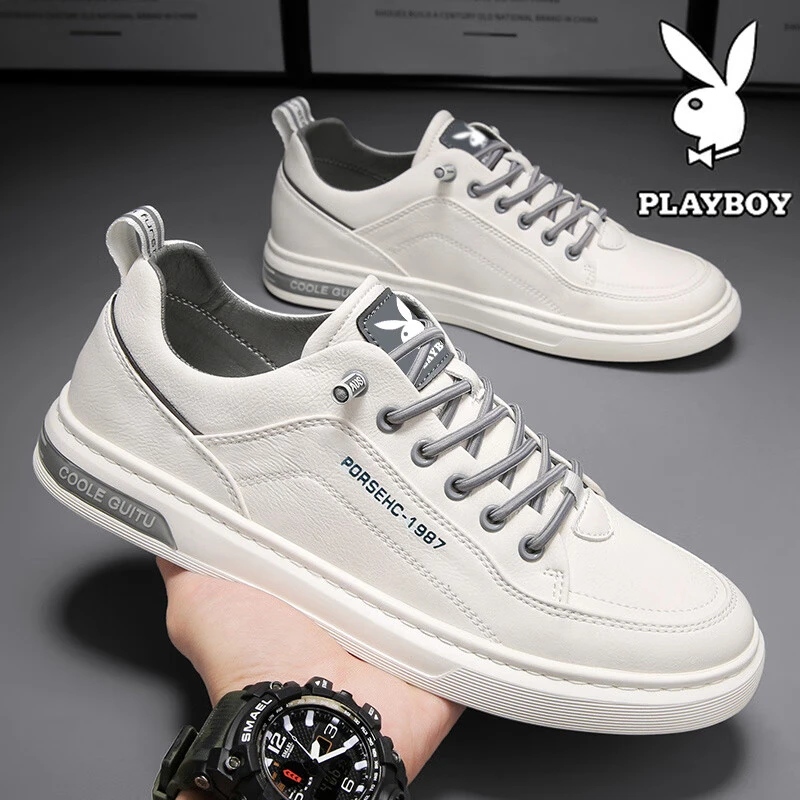 PLAYBOY男鞋2025新款秋季透气休闲小白鞋男高级感百搭低帮平板鞋