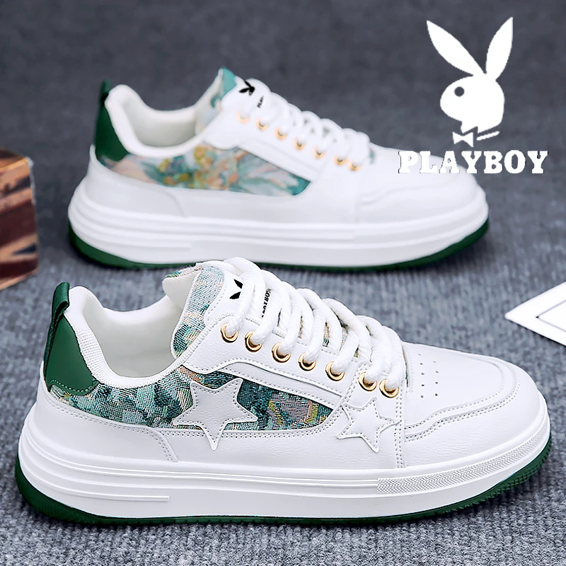 花花公子冬季男鞋2025新款增高设计感小众星星鞋休闲运动小白板鞋