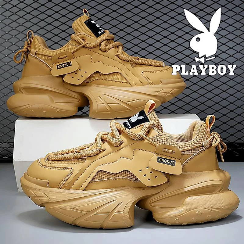 花花公子老爹鞋男款秋季2025新款复古潮牌松糕厚底鞋增高运动潮鞋