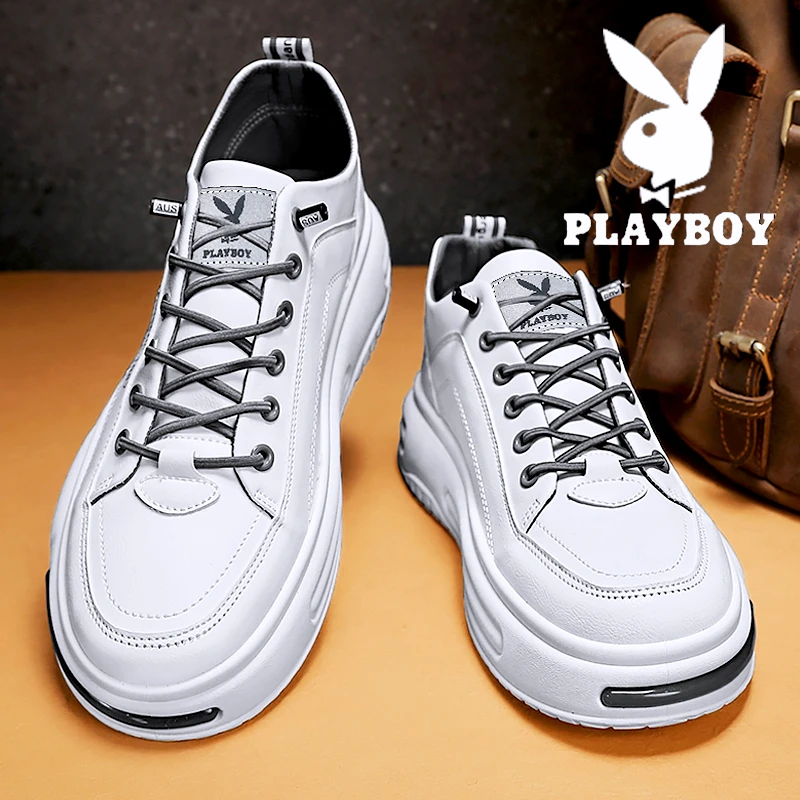 花花公子一脚蹬男鞋冬季高端小白鞋男士百搭时尚运动休闲厚底板鞋