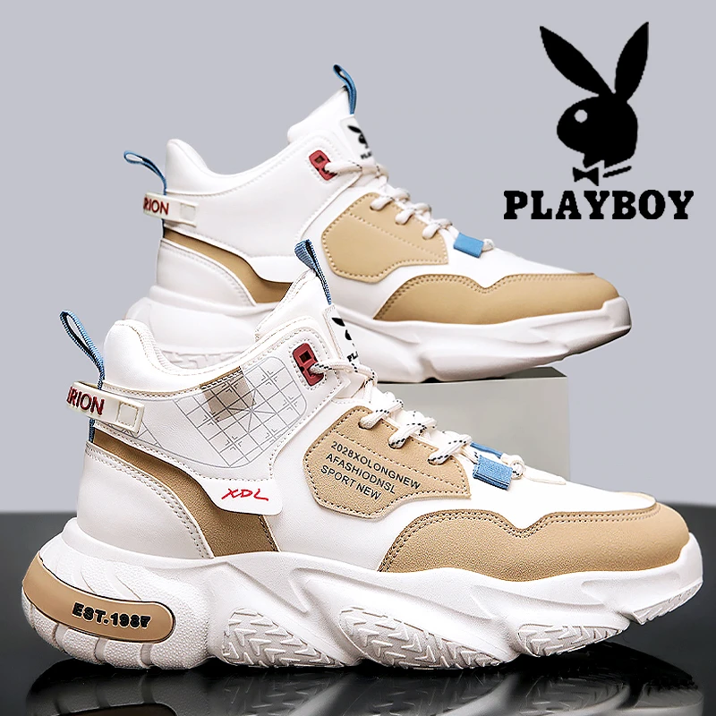 花花公子休闲运动鞋男鞋2025新款篮球高筒鞋子男小众厚底老爹潮鞋