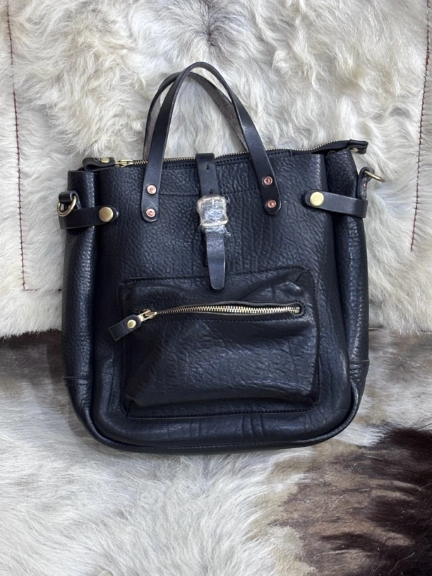 半山手工皮具植鞣头层牛皮原色机车托特包复古个性单肩斜跨手提包