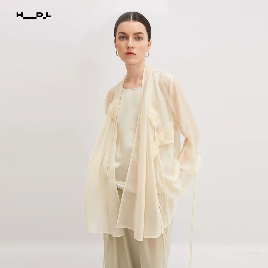 HDL · 花枝蔓莱赛尔透纱罩衫