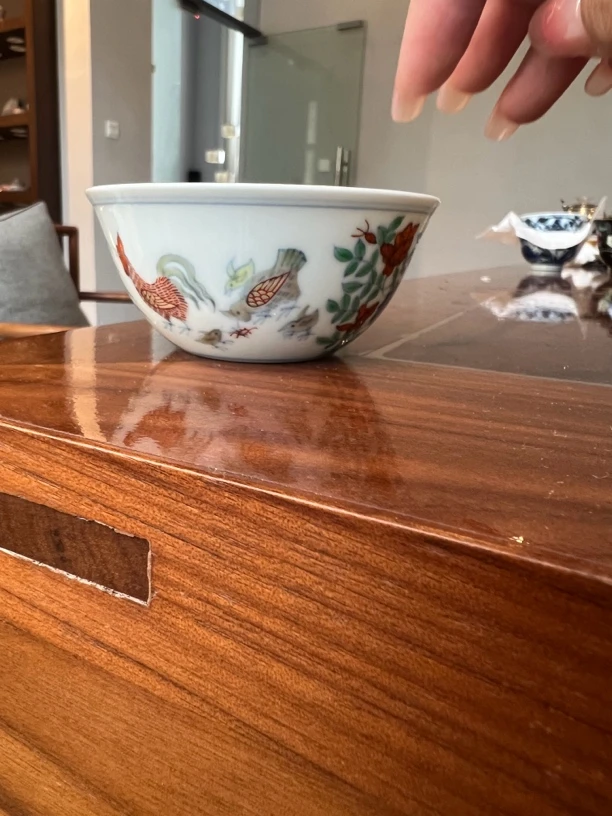 景德镇纯手绘斗彩鸡缸杯