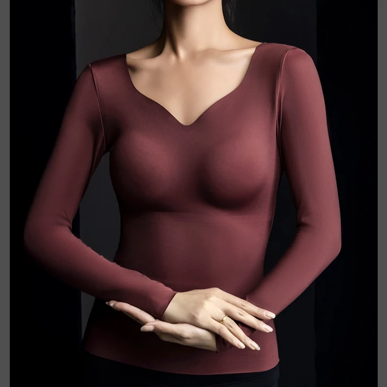 女式时尚隐形轻薄肌底衣免穿内衣固定垫高弹修身上衣