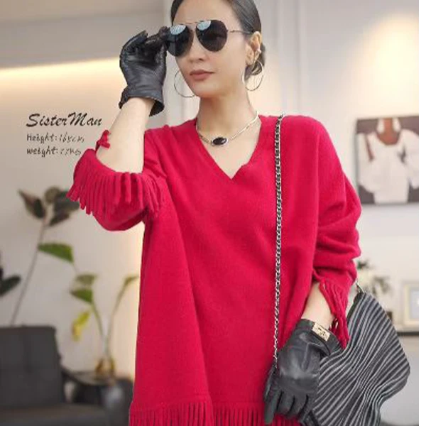 时尚设计感女式山羊绒流苏针织衫半身裙气质休闲百搭裙子