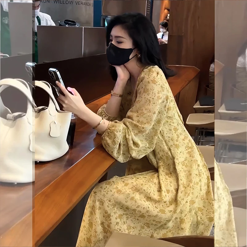 Linda姐高端线【去有风的地方】法式复古田园碎花连衣裙LA3LYH266