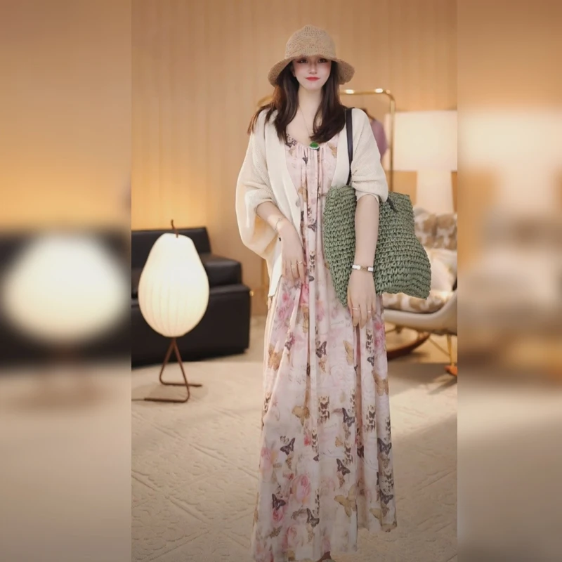 【Linda姐高端线】新款时尚出游穿搭蝴蝶吊带裙连衣裙AS4LDD349