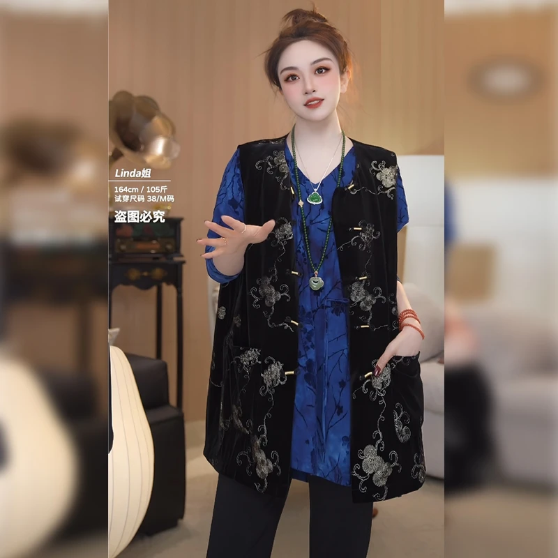 【linda姐高端线】新中式时尚复古显瘦女款外穿马夹背心AA4WMJ125