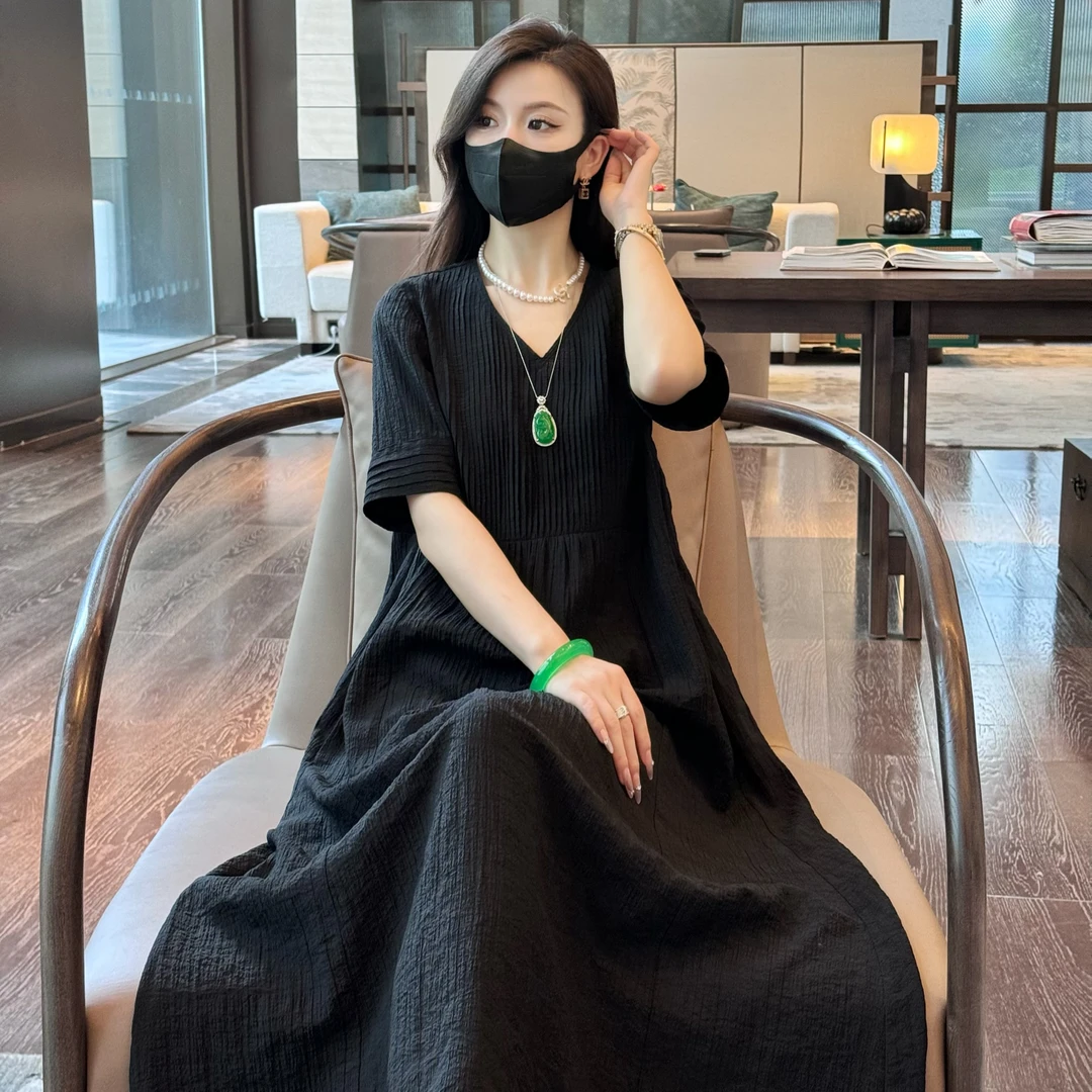 Linda姐高端线【小黑裙】气质复古显瘦贵气女装连衣裙AS4LJS1481