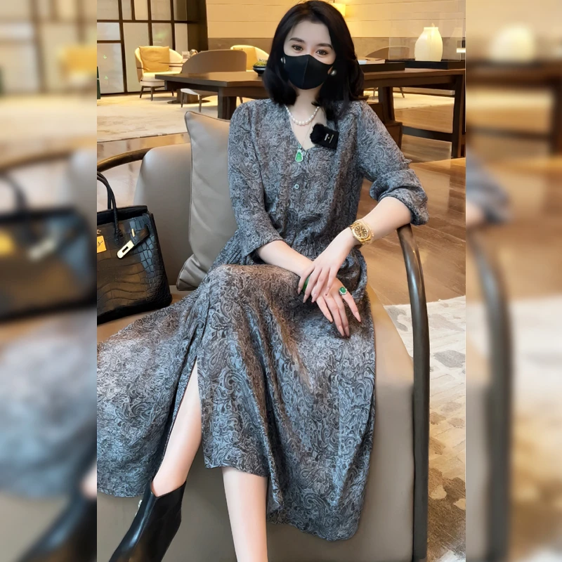 【linda姐高端线】早秋新款法式复古慵懒气质连衣裙AF4LYH0415