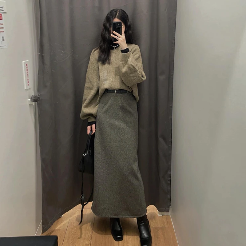 2024新款法式气质连衣裙子女装秋冬季美拉德穿搭套装显瘦长裙6907