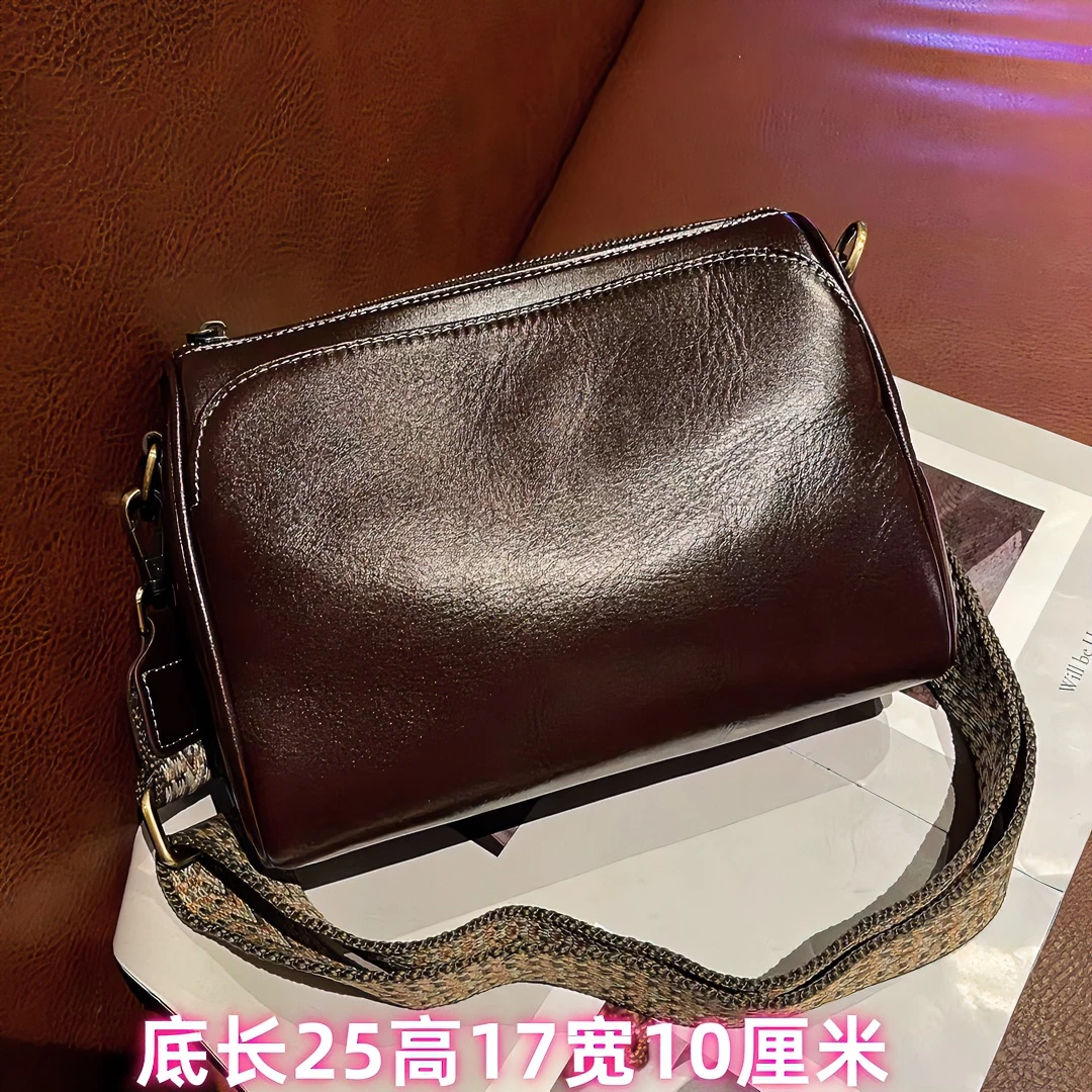 【岚英皮具】新款头层植鞣牛皮软皮真皮简约时尚百搭休闲斜跨包776#