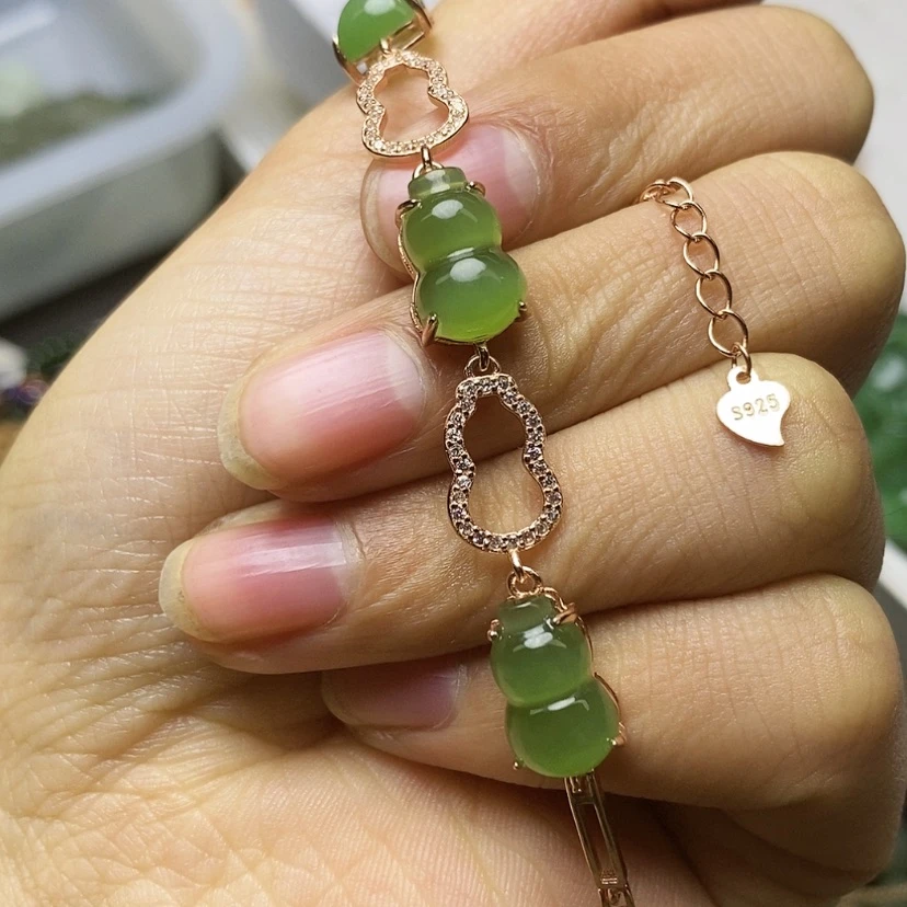 【闪购商品】和田玉（碧玉）手链银S925镶嵌