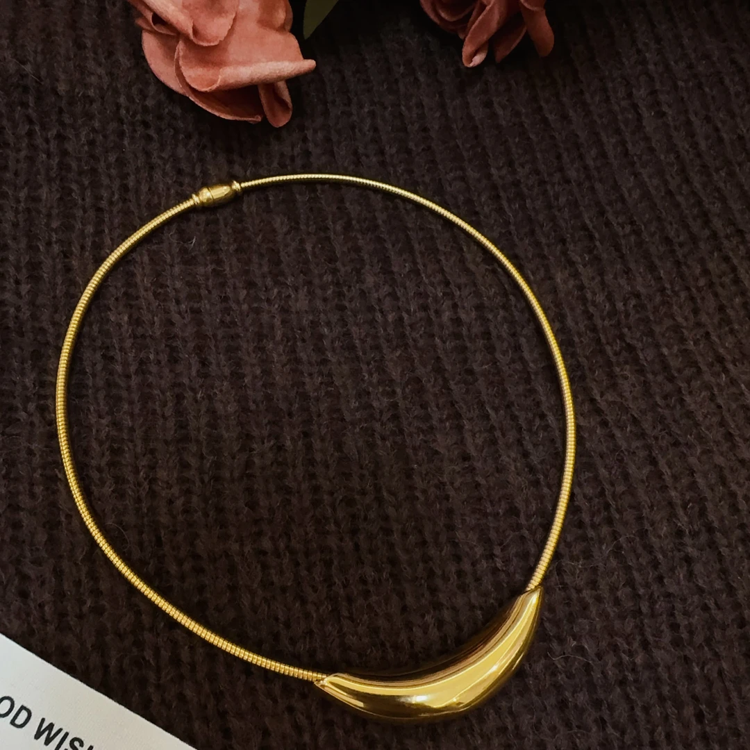 钛钢项链 法式复古质感几何太钢项链时尚百搭小众气质轻奢极简ins