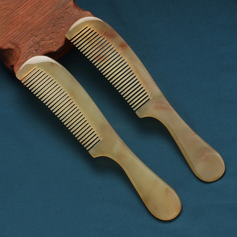 家用牛角短齿窄边梳子随身便携刘海按摩梳静电脱发男女士专用