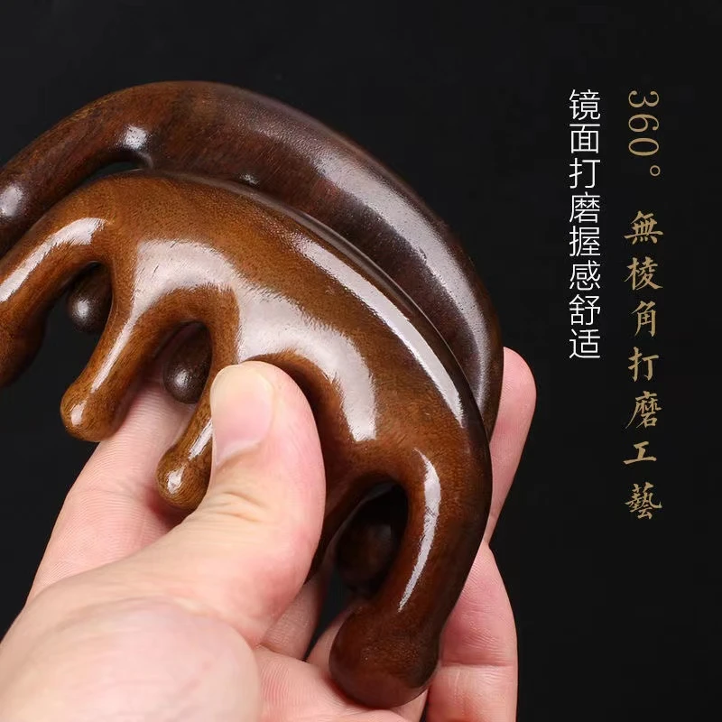 檀木家用经络按摩梳头部便携宽齿小梳子五齿头疗防脱发按摩梳子女