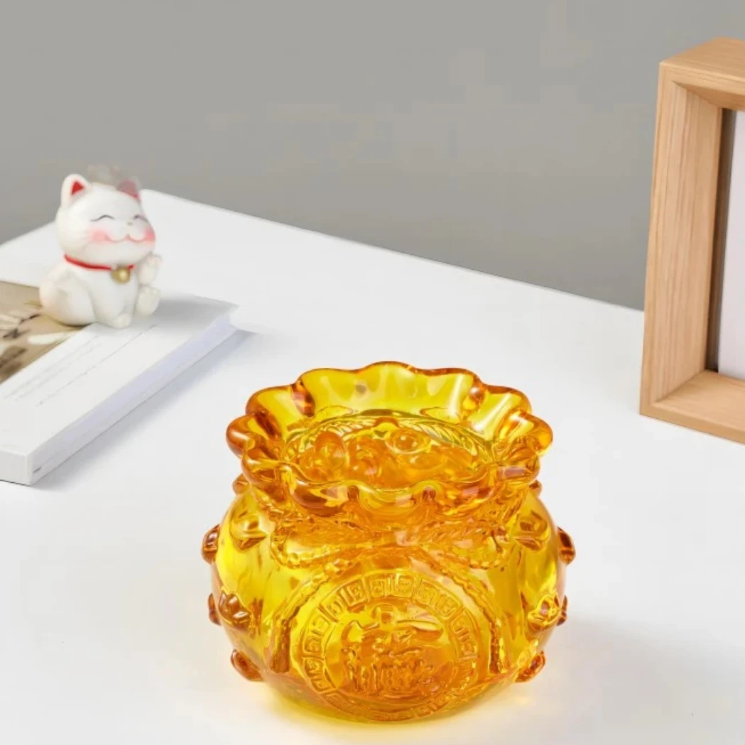 元宝琉璃钱袋子水晶花生金豆豆储蓄罐家居装饰聚宝盆纳福福袋礼品