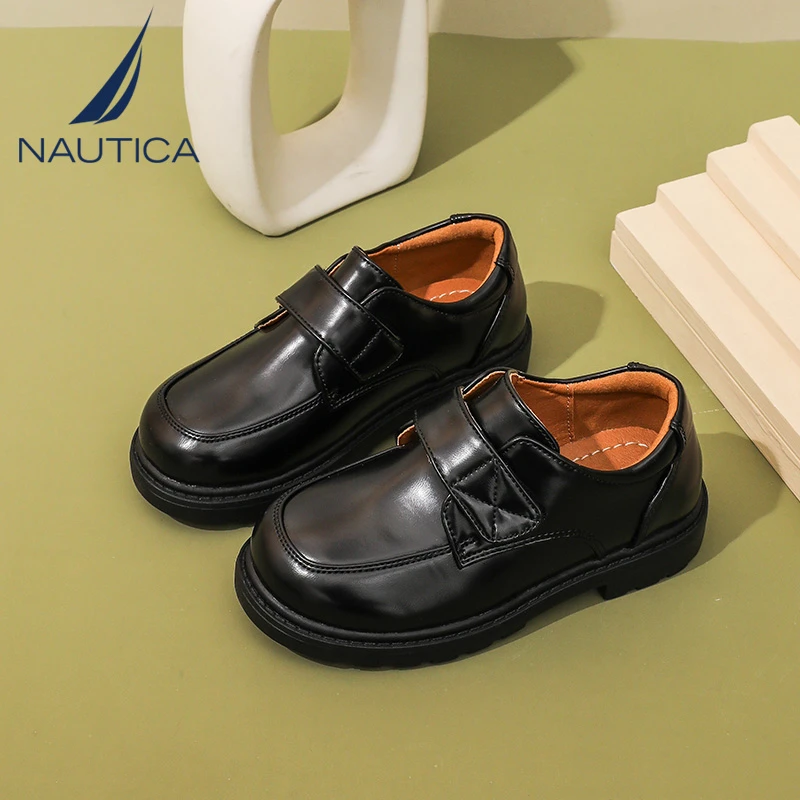 Nautica/诺帝卡儿童鞋男童皮鞋中大童黑色英伦风软面女鞋演出单鞋