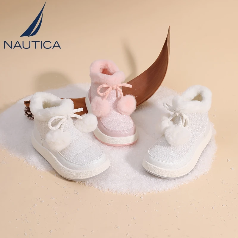 Nautica/诺帝卡儿童靴子2023新款冬季公主靴加绒保暖户外时尚棉鞋