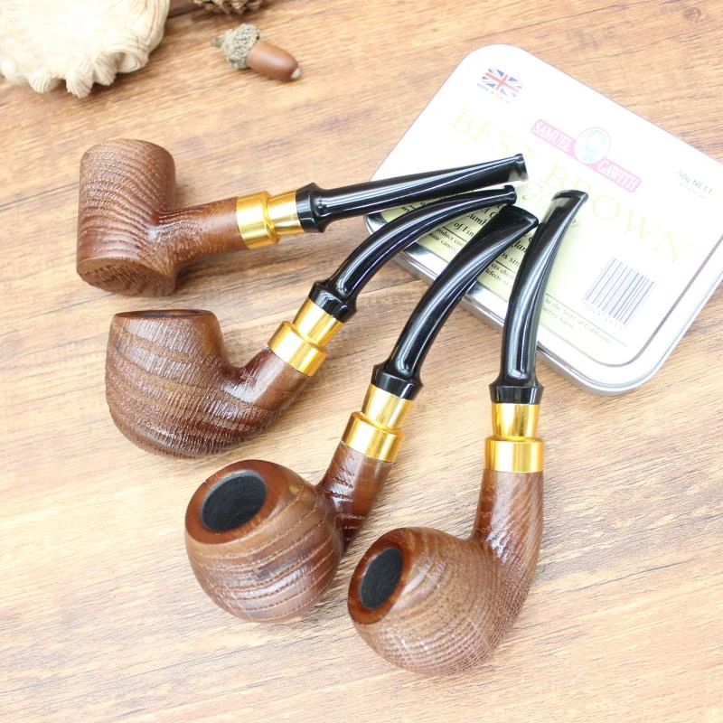 北美碳化橡木化石烟斗烟具雕花双银圈弯式直式多款烟斗烟具包邮