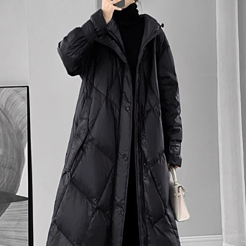 2024年冬季新款中长款羽绒棉服女时尚加厚保暖棉袄韩版过膝棉服潮