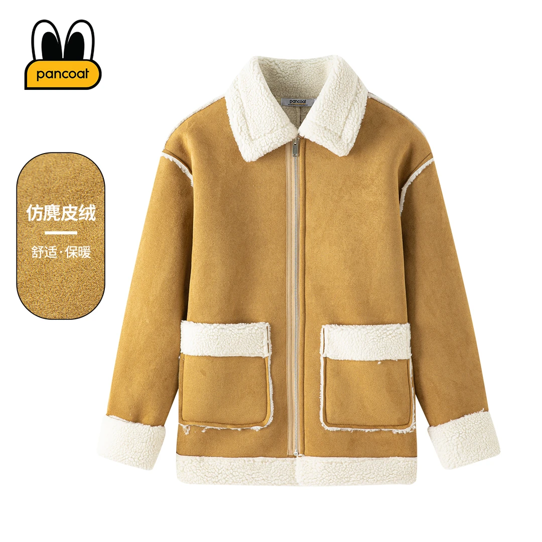 时尚仿麂皮绒秋冬女外套潮流百搭一体绒保暖休闲情侣外套