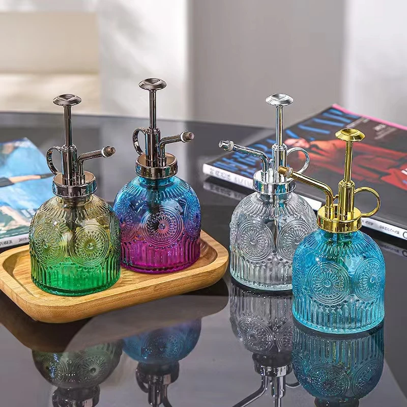 七夕复古玻璃小喷壶气压式消毒清洁洒水壶家用园艺浇花壶多肉