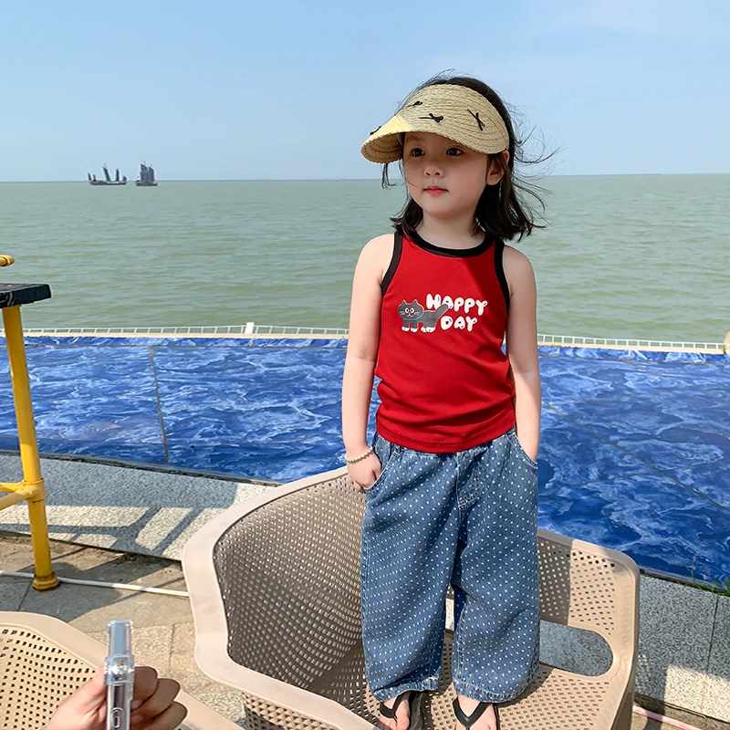 女童吊带背心夏季薄款2024新款儿童夏天无袖外穿洋气女宝CF573