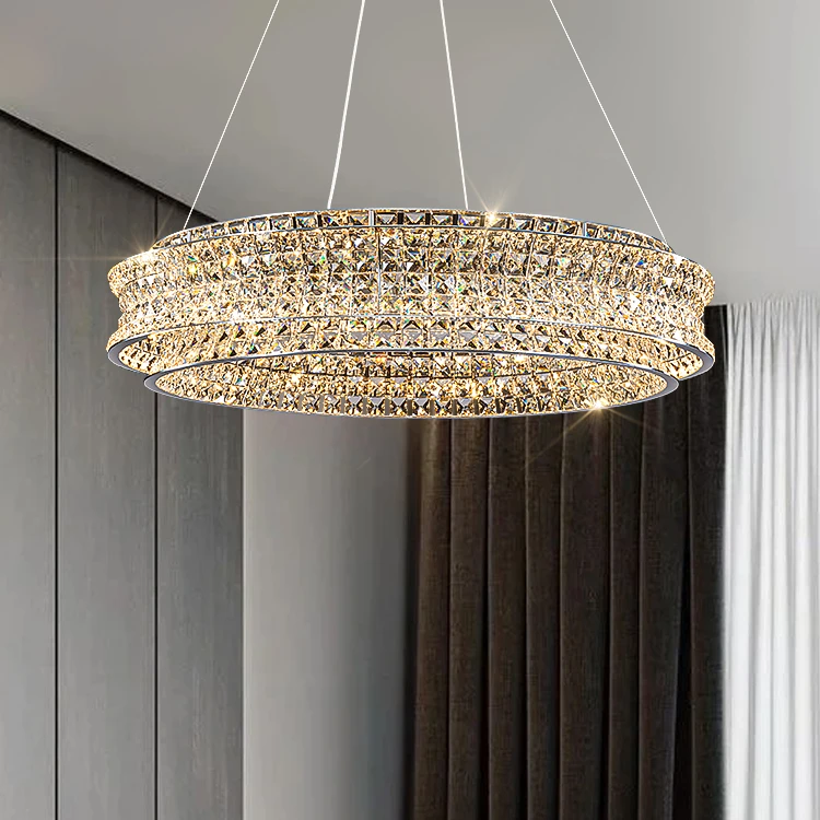 水晶灯客厅简约现代大气奢华客厅灯2024新款圆形轻奢卧室餐厅灯具