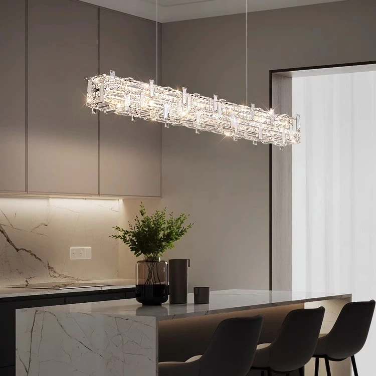 餐厅水晶吊灯意式轻奢后现代简约餐桌设计师长条创意岛台客厅家用