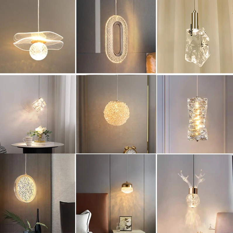 走廊客厅水晶轻奢单头主卧玄关床头小吊灯款式多百搭卧室小吊灯