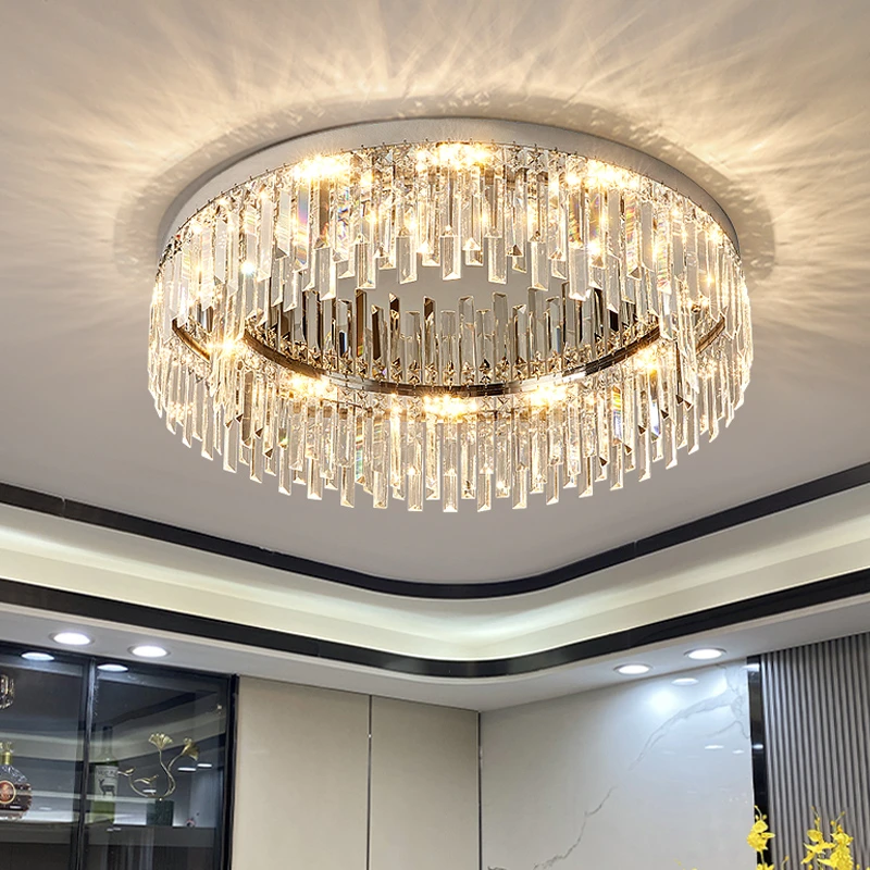 轻奢后现代水晶吸顶灯璀璨水晶高亮客厅餐厅卧室圆形家用大气灯具