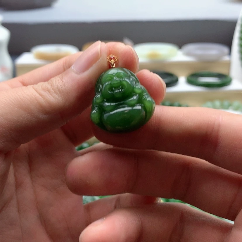 【闪购商品】和田玉（碧玉）颈饰18K金镶嵌漫*