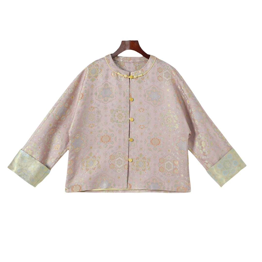 【嫣汐】桑蚕丝宋锦中国风气质复古休闲时尚长袖外套女F25059