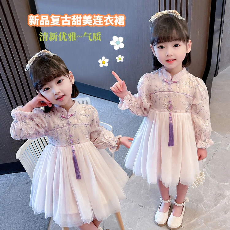 2-8岁5女童春装连衣裙新款宝宝洋气中国风儿童装女孩春夏季公主裙
