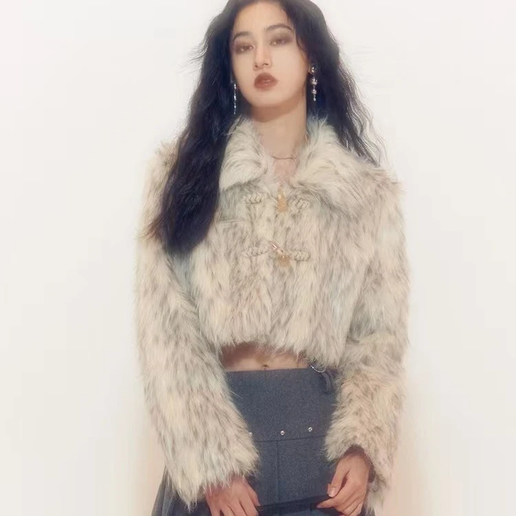 梦梦 MENGMENG｛8872 冬日小野猫 秋冬辣妹短款时尚百搭毛毛外套}