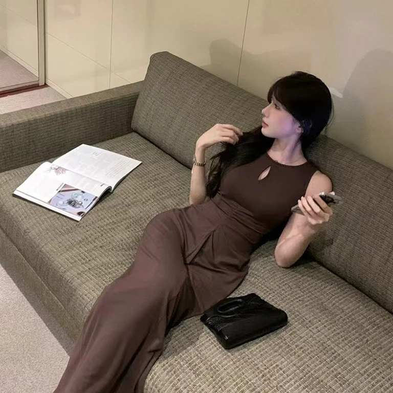 梦梦 MENGMENG｛夏季纯欲显瘦修身褶皱背心连衣裙}