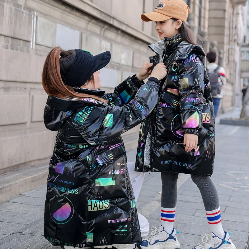 儿童韩版羽绒服女童中长款大童2023新款冬季加厚保暖免洗时尚外套