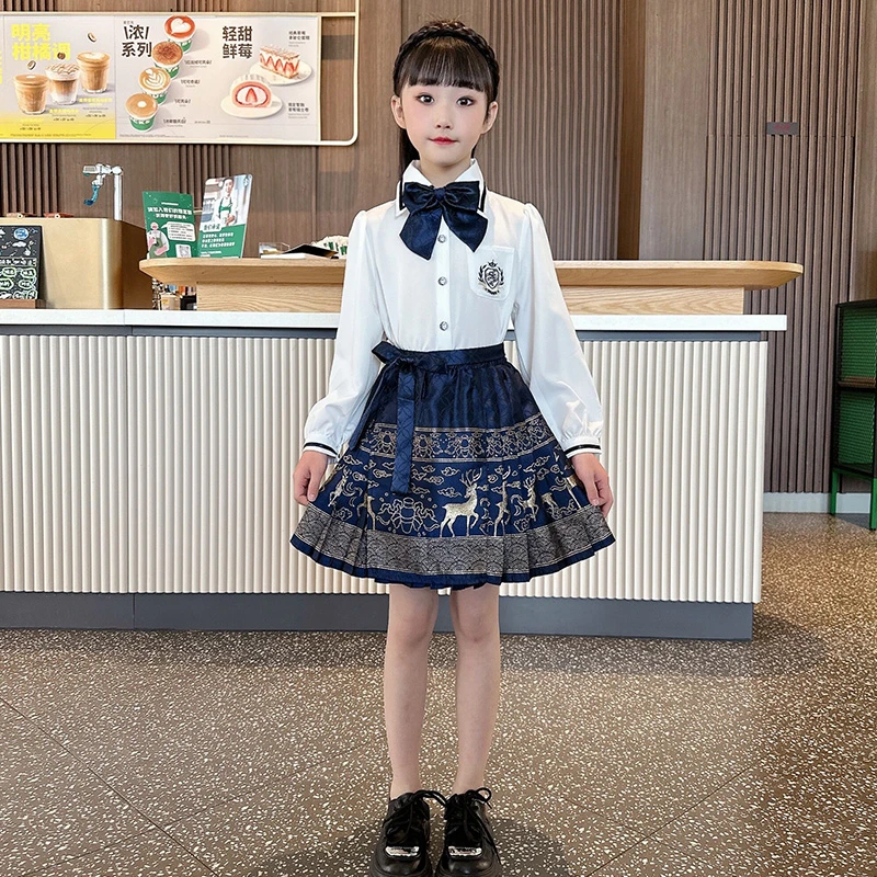 马面裙女童汉服中国风春秋季2024新款小女孩秋装古风超仙套装儿童