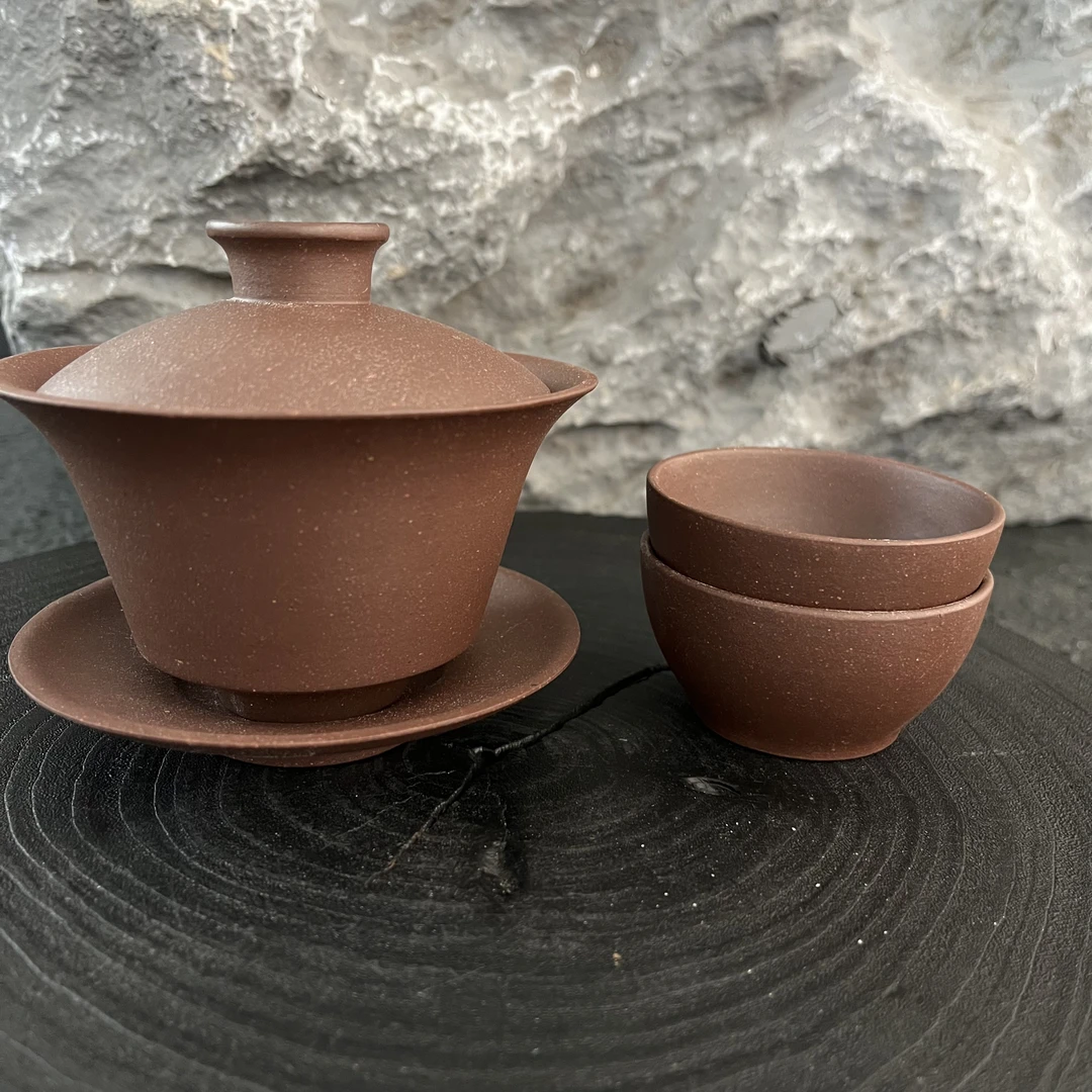 黄龙山原矿老红泥盖碗一套