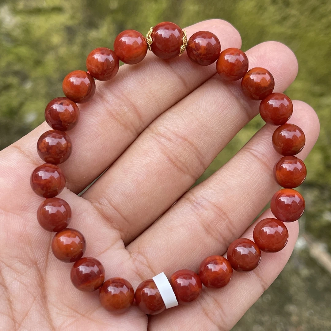 (典藏品) 南红瓦西牛血红车厘子手串 颜色红润 品质高阶 单圈8mm